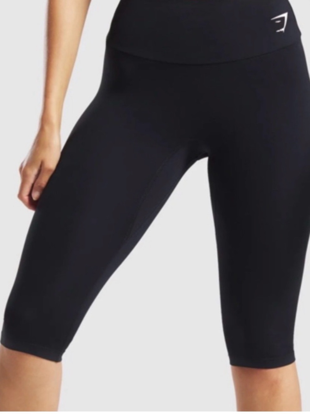 Gymshark Leggings Womens Small Black Crossover Waist Capri Athletic Gym Workout